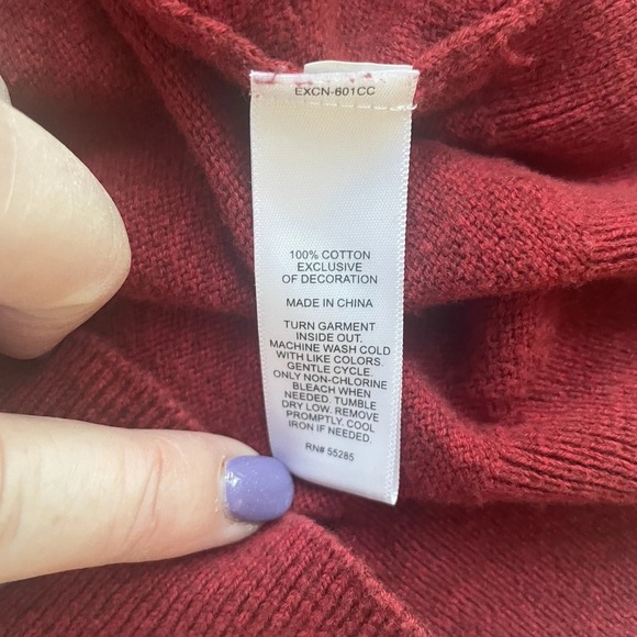 Express V Neck Sweater Men XL Red Cotton Knit Pullover Embroidered Lion Logo - Picture 11 of 13